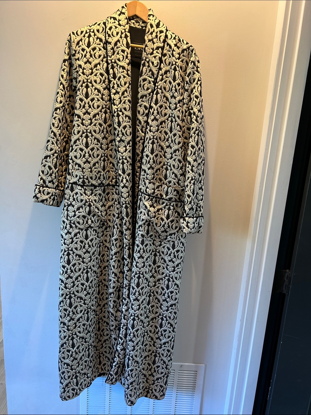 Donna Karan Black and Cream Embroidered Jacket